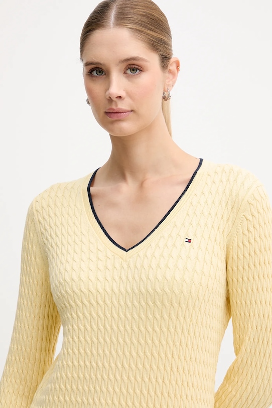 Βαμβακερό πουλόβερ Tommy Hilfiger κίτρινο WW0WW44987