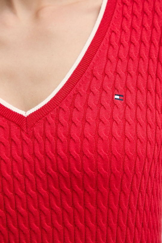 Βαμβακερό πουλόβερ Tommy Hilfiger WW0WW44987 κόκκινο