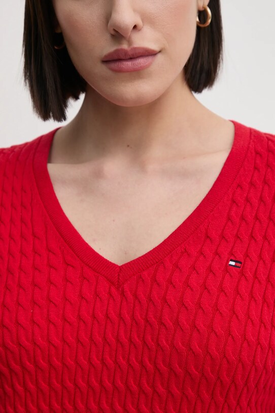 Tommy Hilfiger pulover de bumbac WW0WW44987 rosu