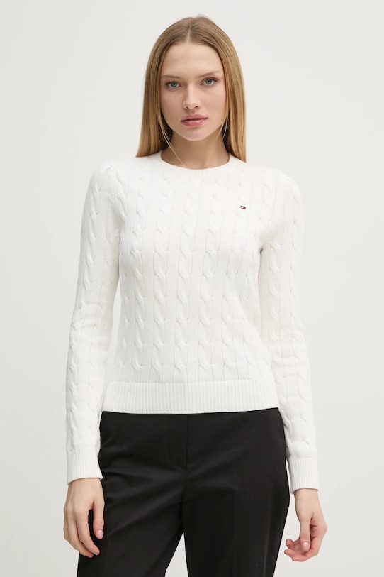 Βαμβακερό πουλόβερ Tommy Hilfiger βαμβάκι μπεζ WW0WW45207