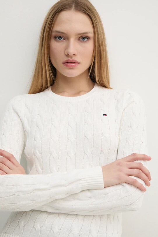 Хлопковый свитер Tommy Hilfiger бежевый WW0WW45207