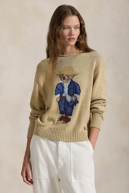Polo Ralph Lauren maglione in cotone medio spessore beige 211959272