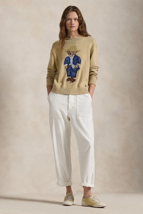 Одежда Хлопковый свитер Polo Ralph Lauren 211959272 бежевый