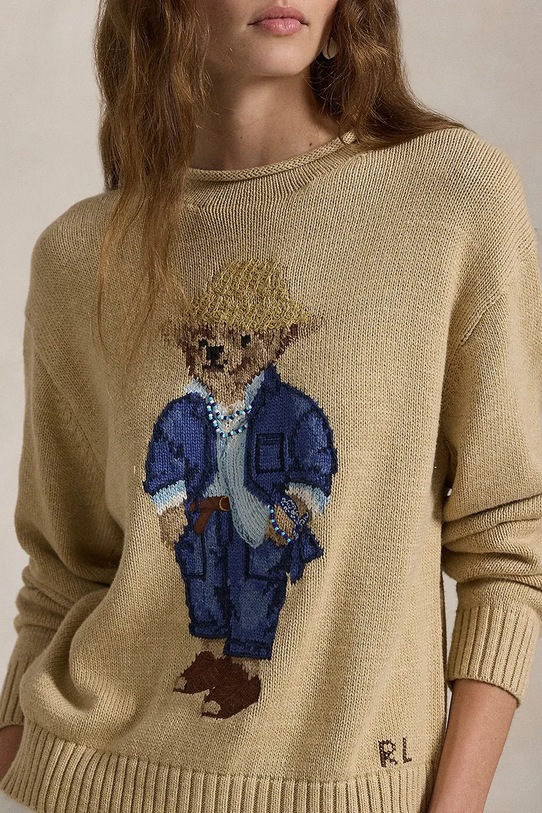 Хлопковый свитер Polo Ralph Lauren бежевый 211959272