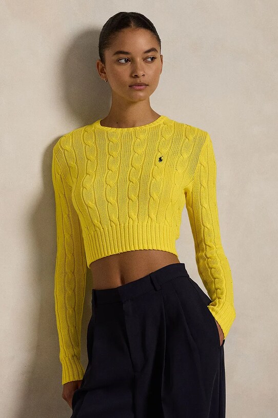 Bombažen pulover Polo Ralph Lauren Srednje debeline rumena 211959283