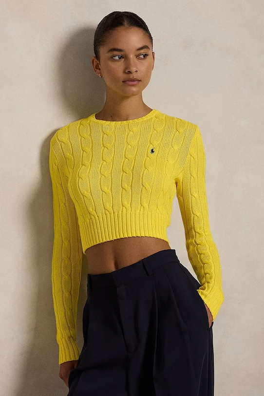 Bavlněný svetr Polo Ralph Lauren kulatý žlutá 211959283