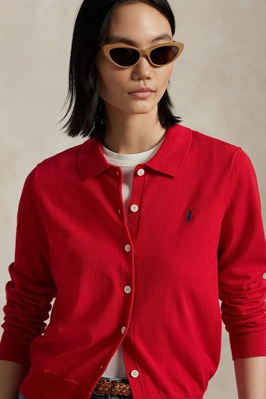 Polo Ralph Lauren cardigan din bumbac rosu 211959285