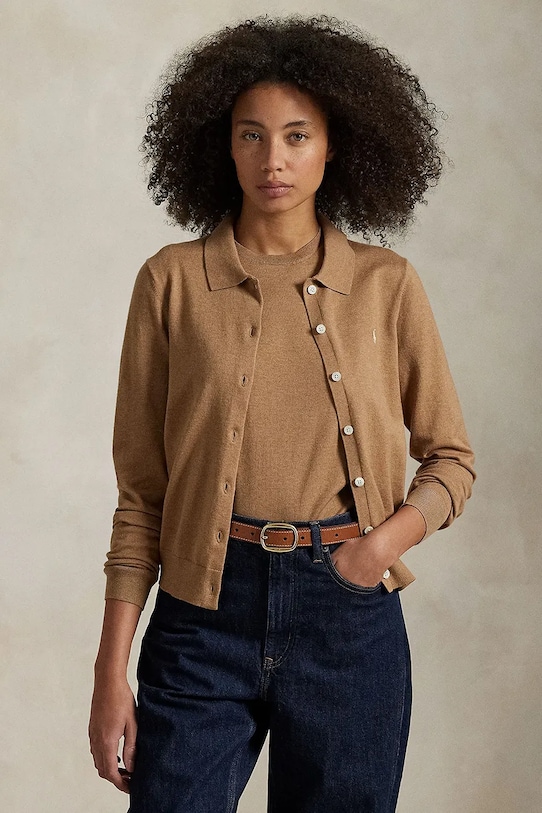 Polo Ralph Lauren cardigan din bumbac subtiri bej 211959285