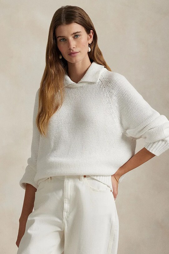 Polo Ralph Lauren sweter bawełniany bawełna biały 211959290