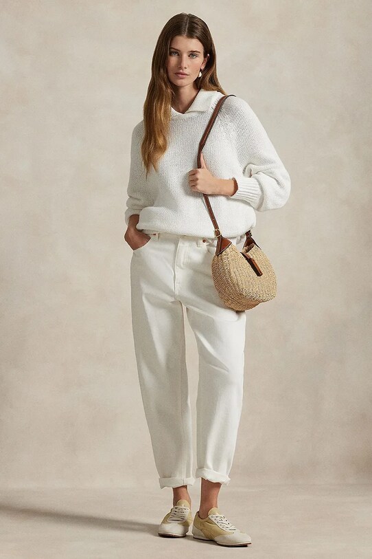 Odzież Polo Ralph Lauren sweter bawełniany 211959290 biały