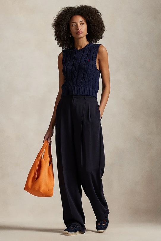 Одежда Хлопковый свитер Polo Ralph Lauren 211959295 голубой