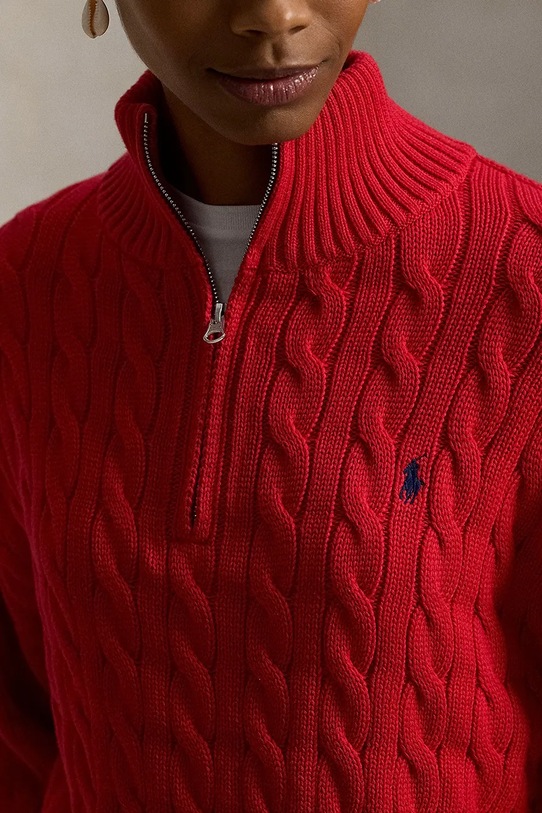 Pamučni pulover Polo Ralph Lauren crvena 211963467