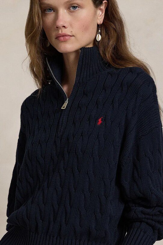 Памучен пуловер Polo Ralph Lauren син 211963467