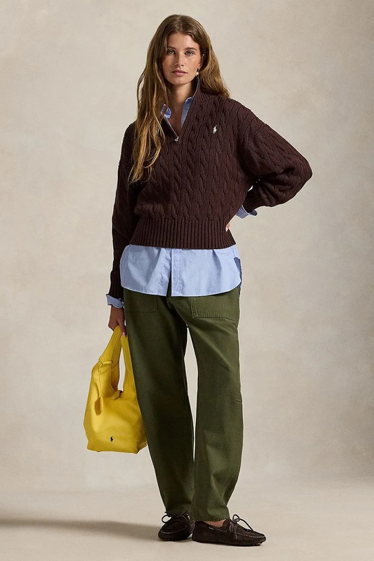 Odzież Polo Ralph Lauren sweter bawełniany 211963467 brązowy