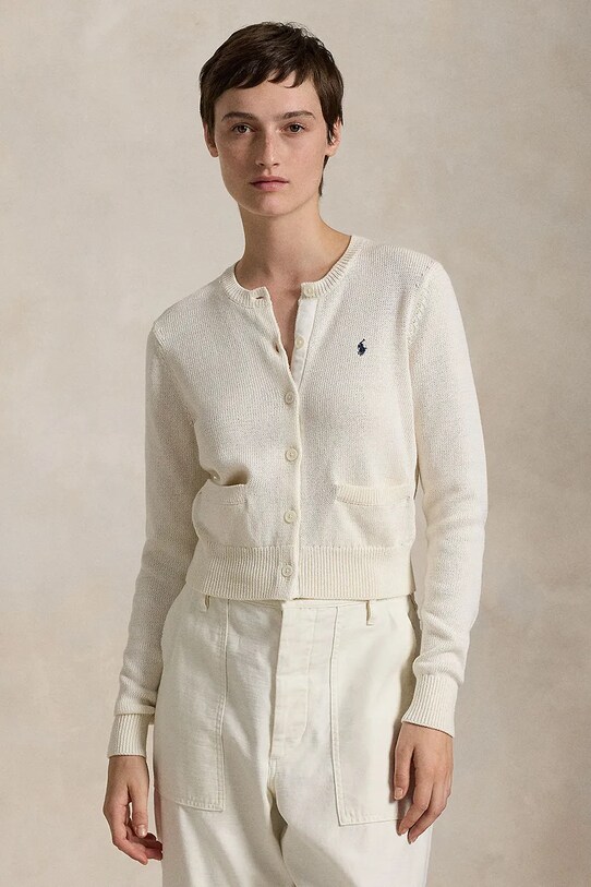 Polo Ralph Lauren kardigan bawełniany bawełna biały 211959296