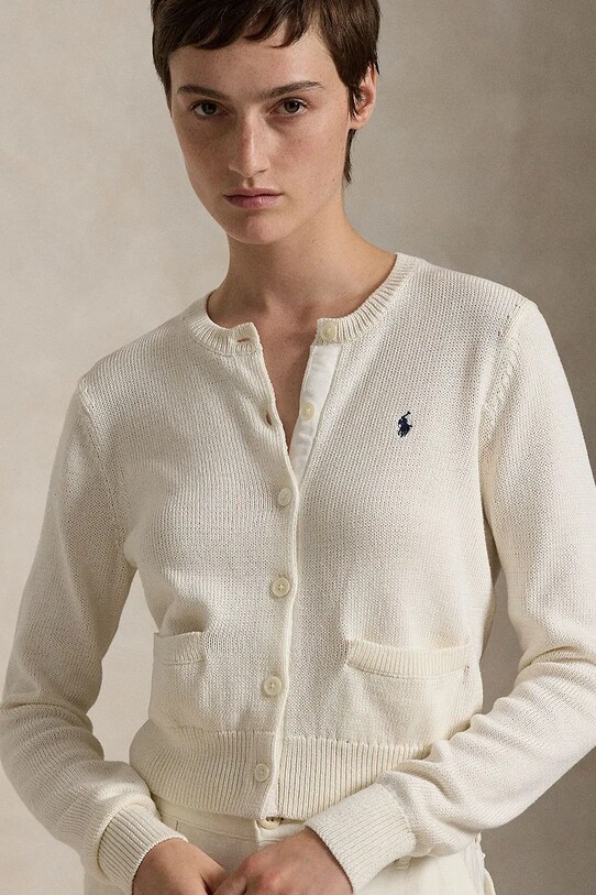 Хлопковый кардиган Polo Ralph Lauren белый 211959296