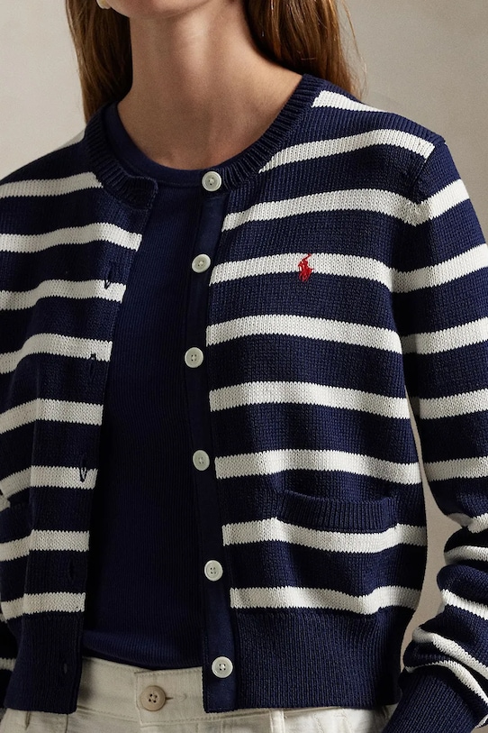 Βαμβακερή ζακέτα Polo Ralph Lauren σκούρο μπλε 211959297