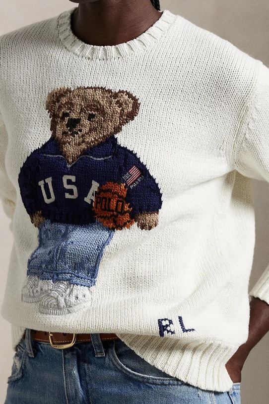 Свитер с примесью льна Polo Ralph Lauren бежевый 211966255