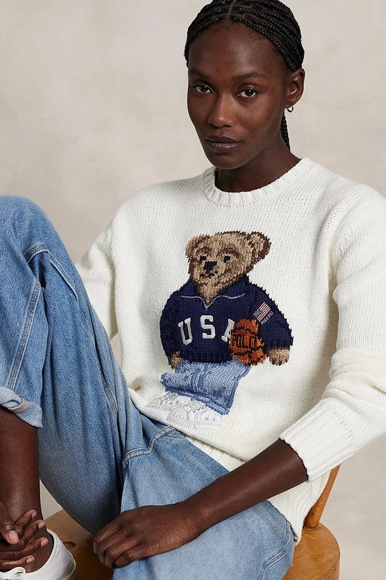 Свитер с примесью льна Polo Ralph Lauren 211966255 бежевый