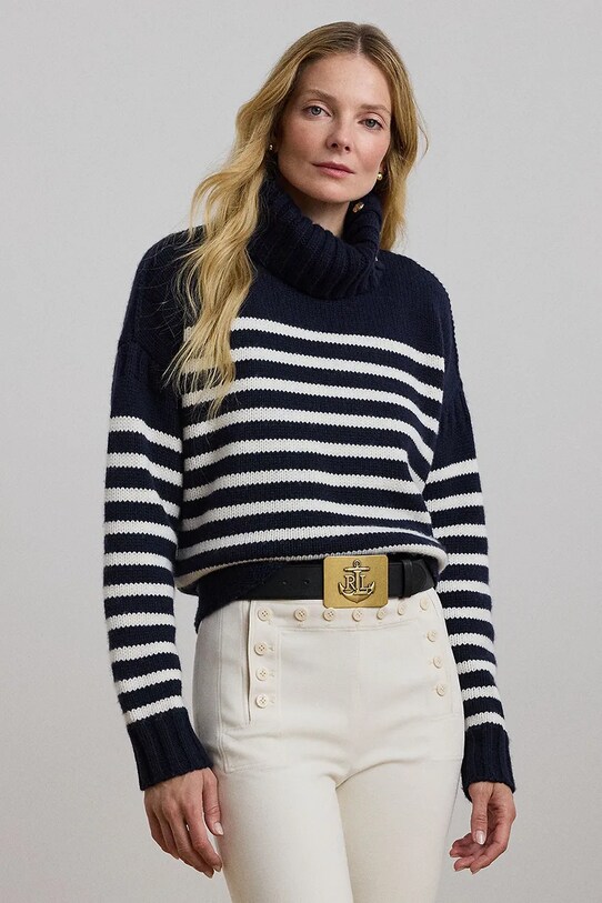 Lauren Ralph Lauren pulover de lana groase bleumarin 200957456