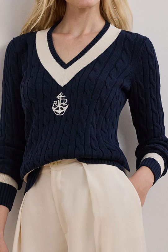 Lauren Ralph Lauren sweter bawełniany granatowy 200957479