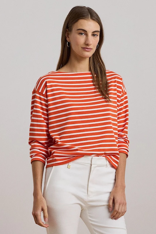 Lauren Ralph Lauren sweter bawełniany wzorzyste pomarańczowy 200957604