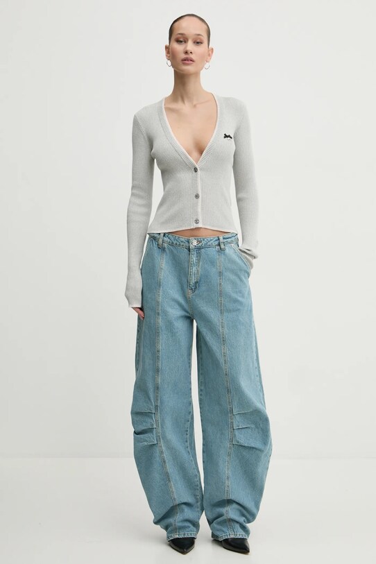 Rotate cardigan din amestec de casmir 1133683024 gri SS25