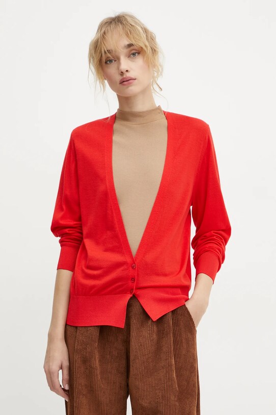 Μάλλινη ζακέτα BOSS μαλλί κόκκινο 50530713