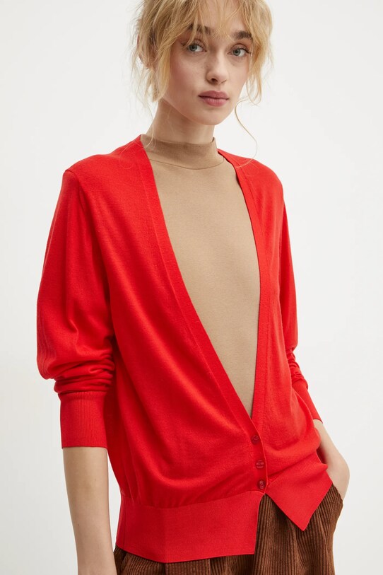 Μάλλινη ζακέτα BOSS κόκκινο 50530713