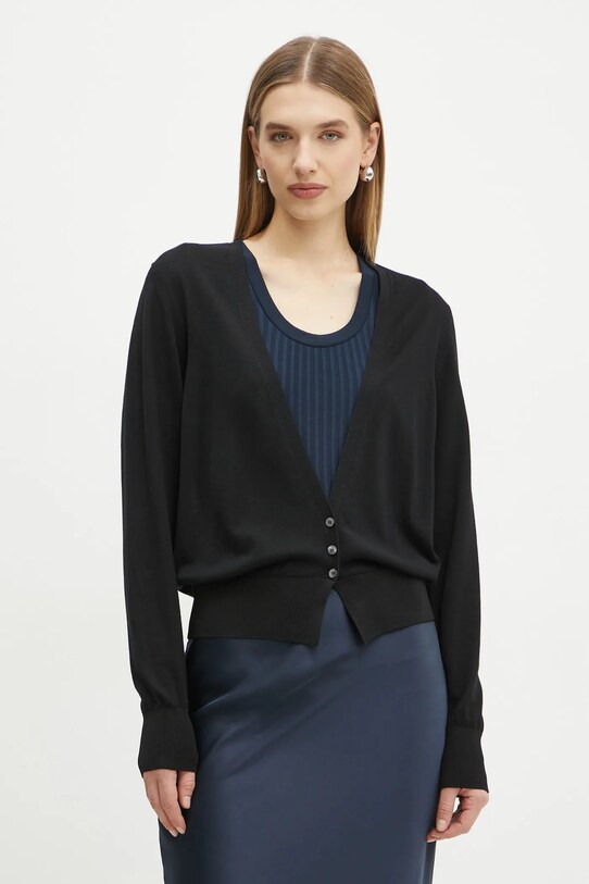 BOSS cardigan din lana uni negru 50530713