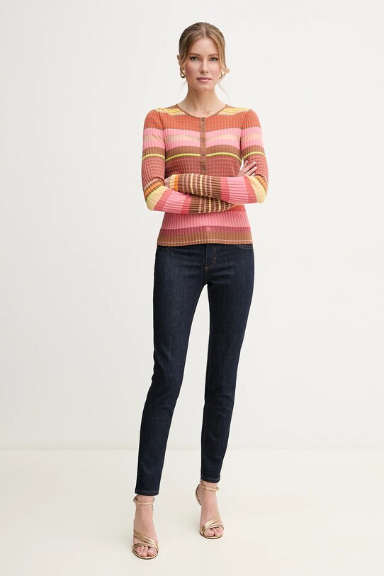 Pinko sweter z domieszką lnu 104637.A2E8 brązowy SS25