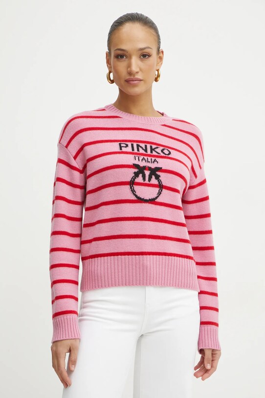 Pinko pulover de lana grosime medie roz 104679.A2EV