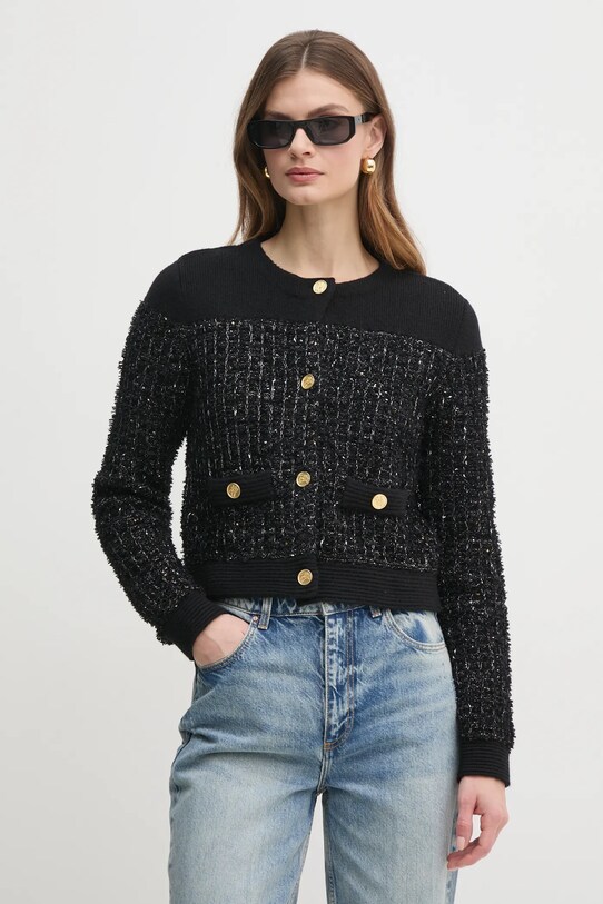 Karl Lagerfeld cardigan din amestec de lana melanj negru A1W18059