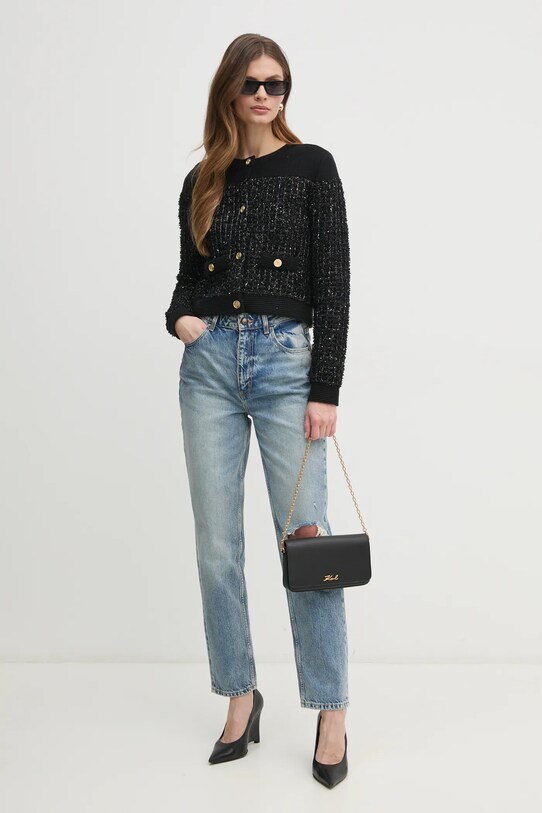 Karl Lagerfeld cardigan din amestec de lana A1W18059 negru SS25