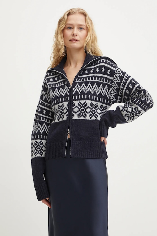 Vlněný svetr Samsoe Samsoe SALOUISA vlna námořnická modř F24400082