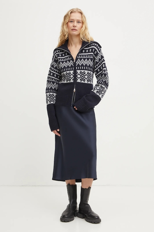 Vlněný svetr Samsoe Samsoe SALOUISA F24400082 námořnická modř SS25