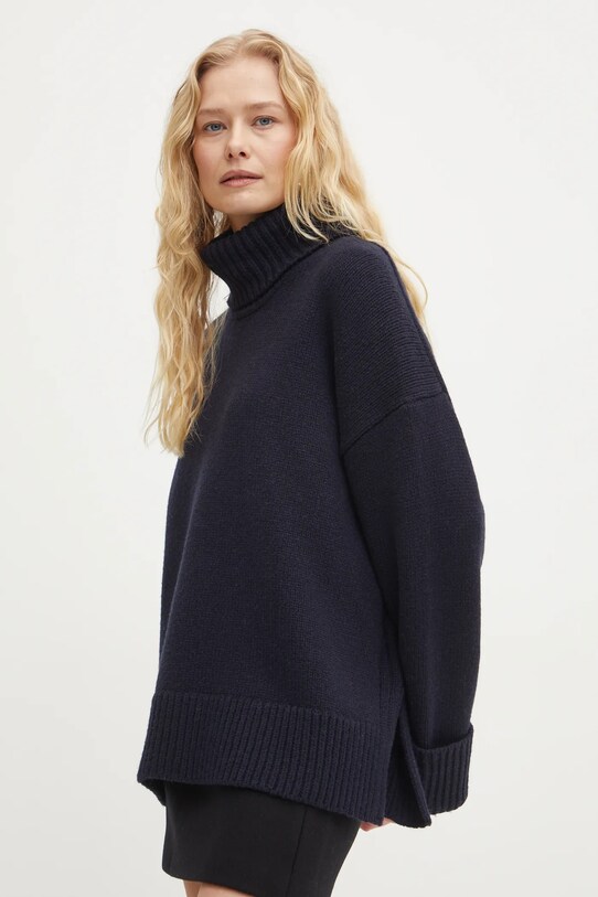 Vlněný svetr Samsoe Samsoe SAKEIKU oversize námořnická modř F24400069