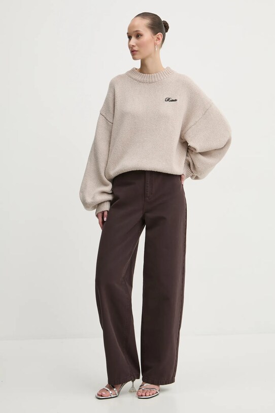 Rotate sweter z wełny merino 1133772313 beżowy SS25