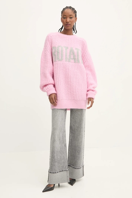 Rotate sweter wełniany 1141291485 różowy SS25