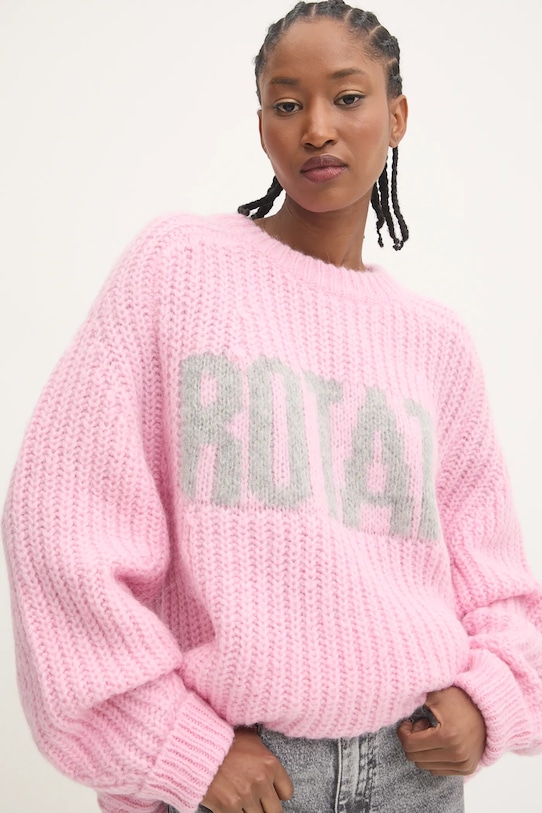 Rotate sweter wełniany różowy 1141291485