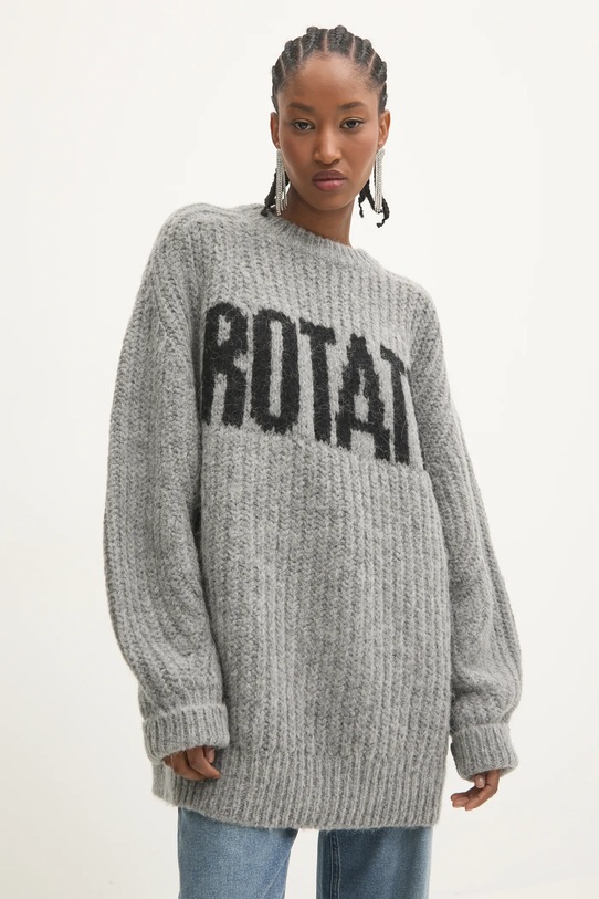 Rotate sweter wełniany okrągły szary 114129546