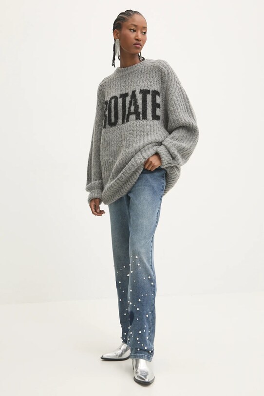 Rotate sweter wełniany 114129546 szary SS25