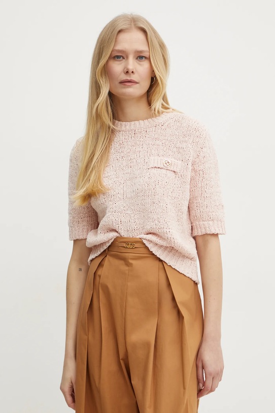 Twinset sweter wzorzyste różowy 251TP3440