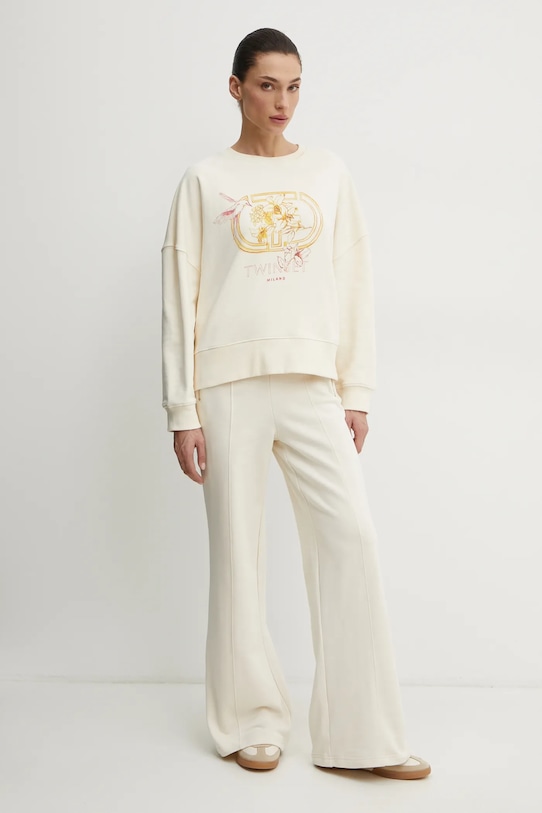 Twinset hanorac de bumbac 251TP2484 bej SS25