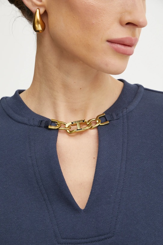 Twinset bluza bawełniana 251TP2483 granatowy