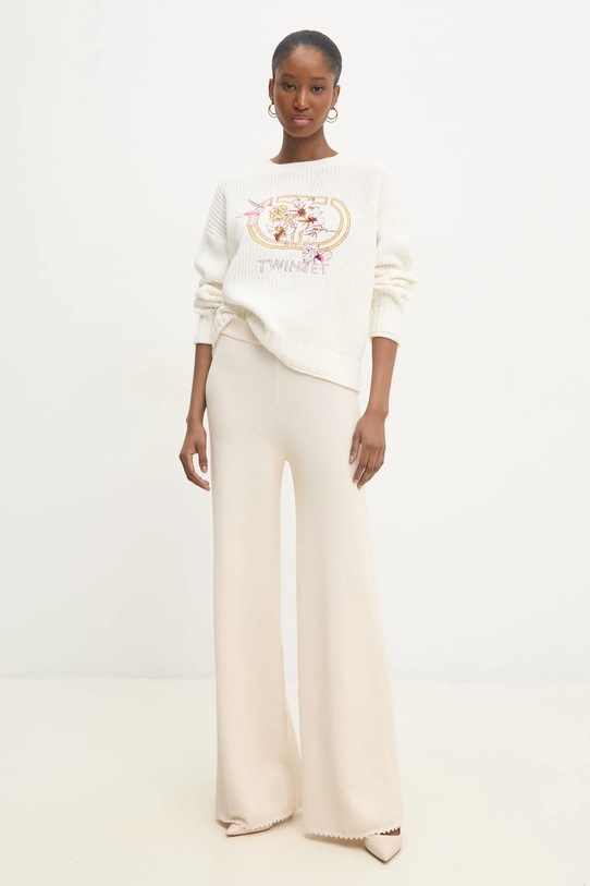 Twinset sweter bawełniany 251TP3600 beżowy SS25