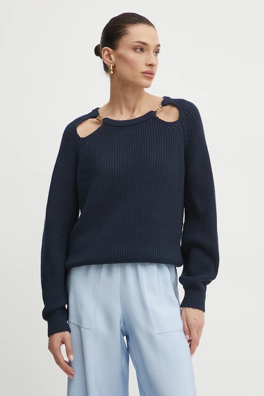 Twinset sweter bawełniany bawełna granatowy 251TP3170