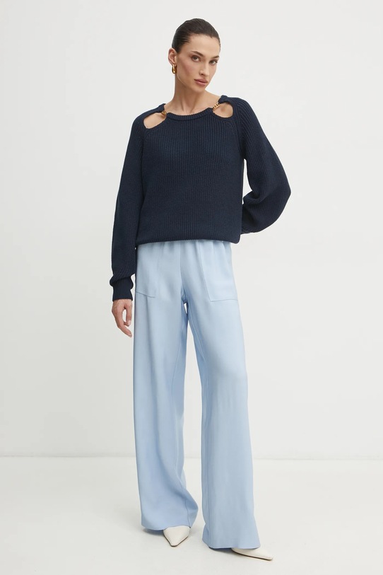 Twinset sweter bawełniany 251TP3170 granatowy SS25