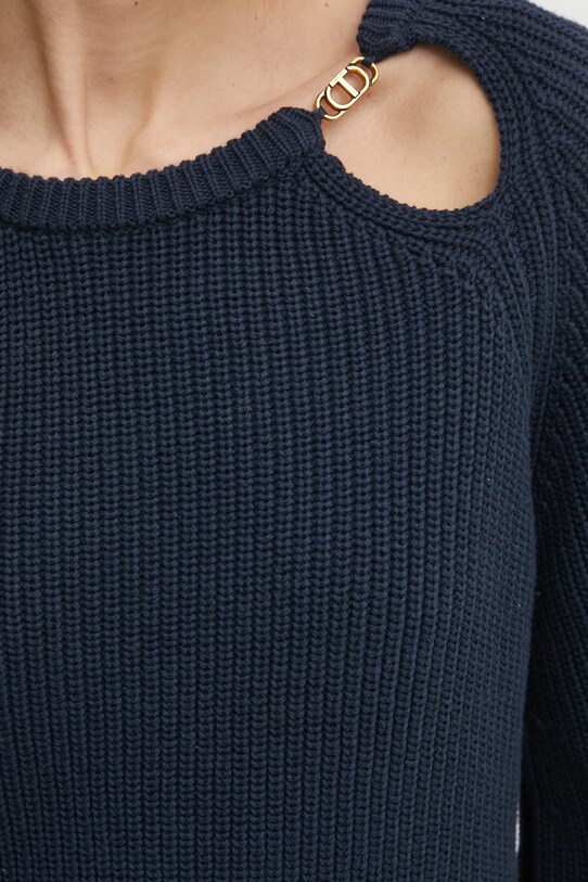 Twinset sweter bawełniany 251TP3170 granatowy