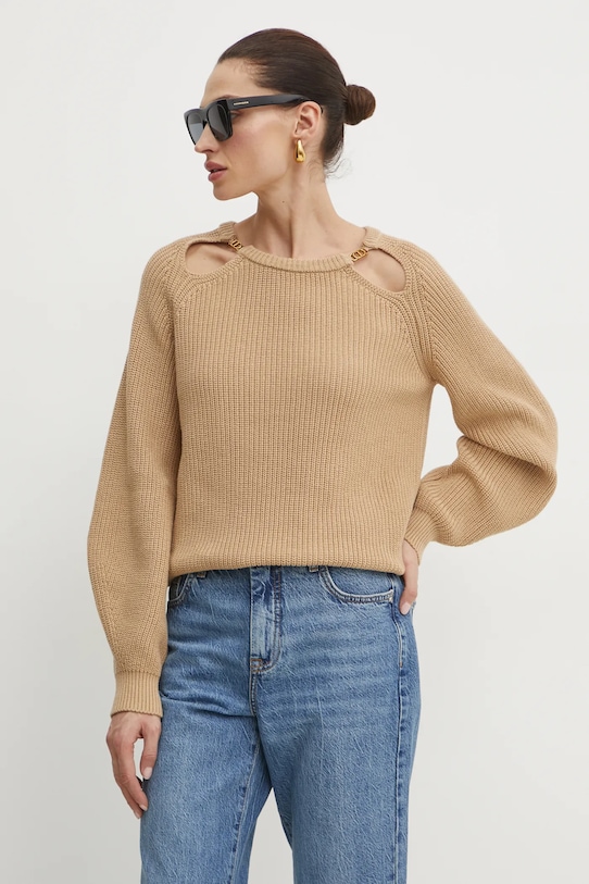 Pamučni pulover Twinset pamuk smeđa 251TP3170